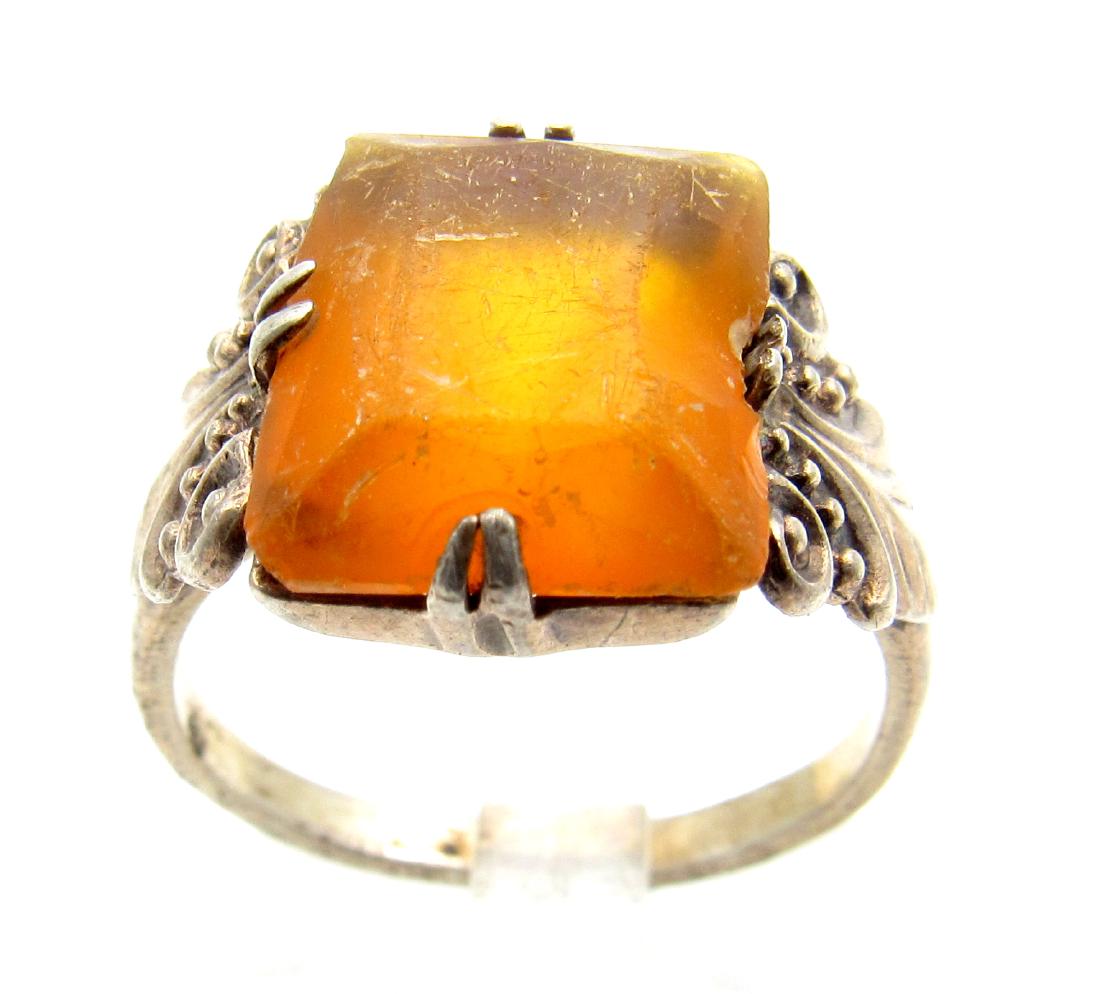 Post Medieval Silver Hallmarked Ring with a Gem (1 of 4)