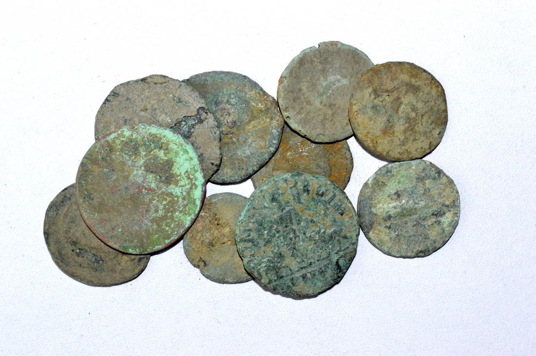 Lot of 10 Large Ancient Roman Coins for Cleaning (1 of 2)