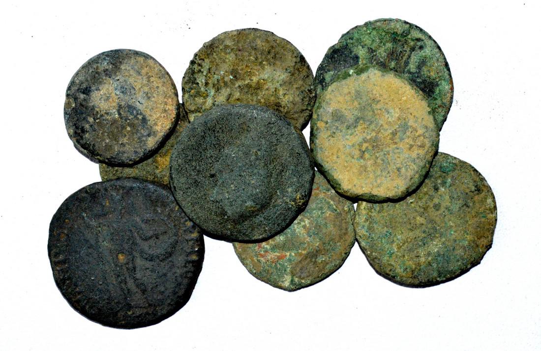 Lot of 10 Large Ancient Roman Coins for Cleaning (1 of 2)