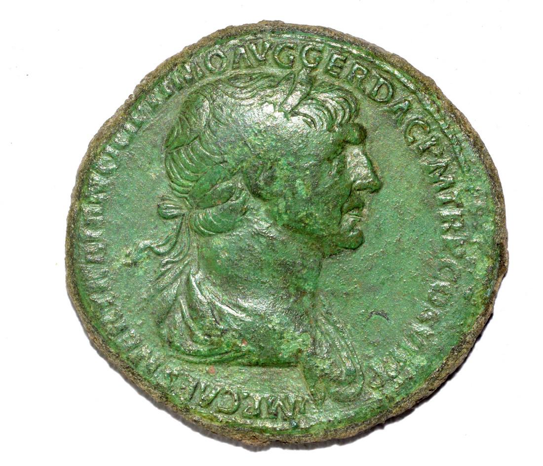 Large Trajan AE Sestertius - Superb Patina (1 of 2)