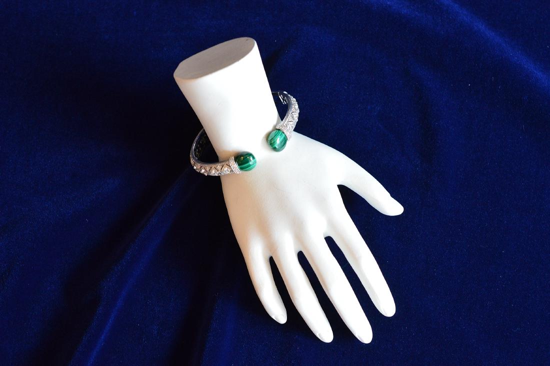 Judith Ripka Sterling Silver Malachite Cuff Bracelet (1 of 2)