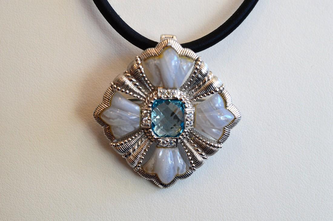 Judith Ripka Sterling Silver Blue Topaz Pendant / Pin (1 of 1)