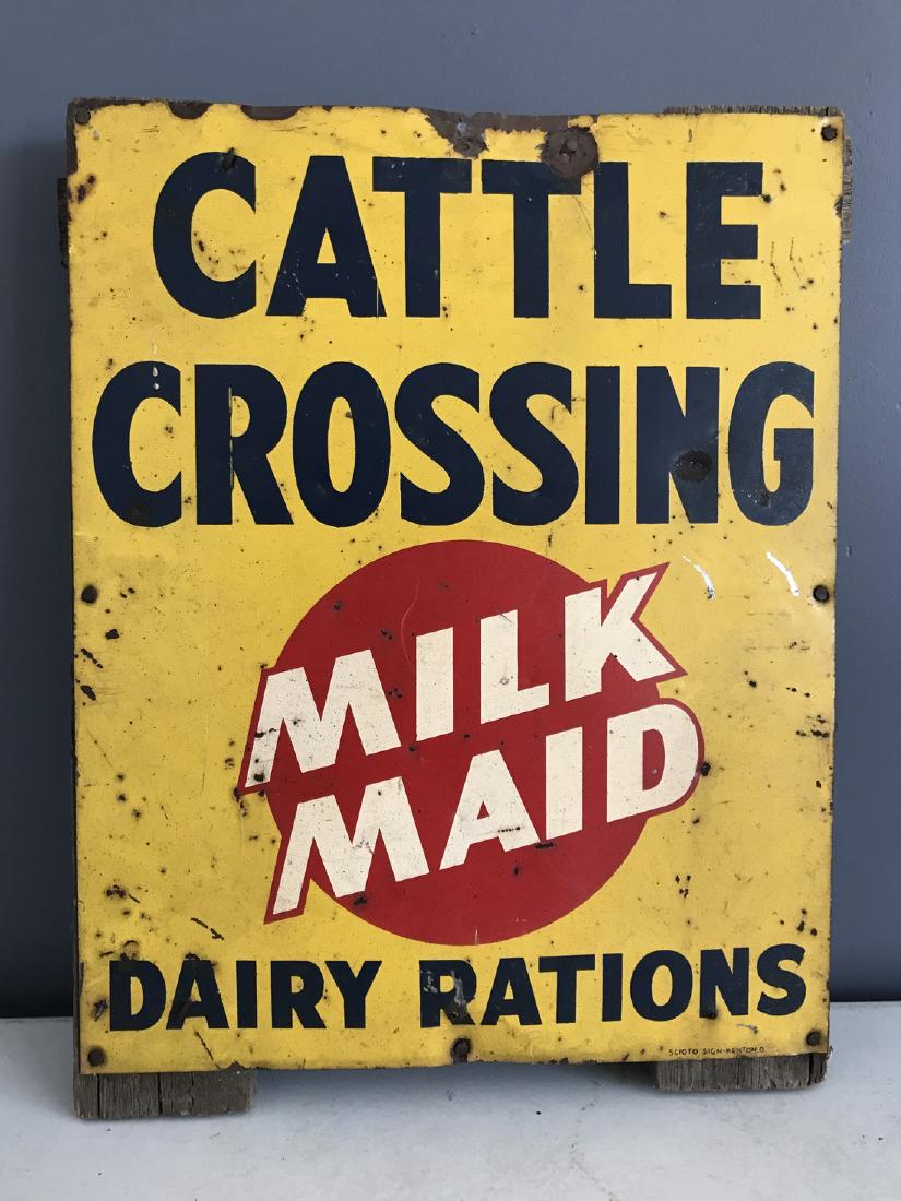 Milk Maid Cattle Crossing Dairy Rations Metal Sign (1 of 4)