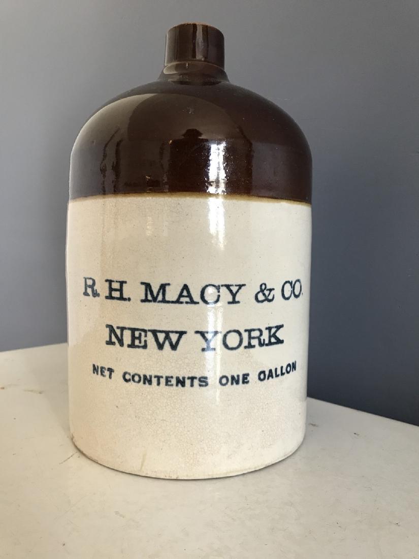 Rare Stoneware R.H. Macy & Co., NY Store Liquor Jug (1 of 3)