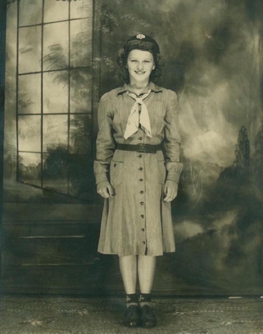 1940 Vintage Snapshot Photograph Girl Scout in Uniform (1 of 3)