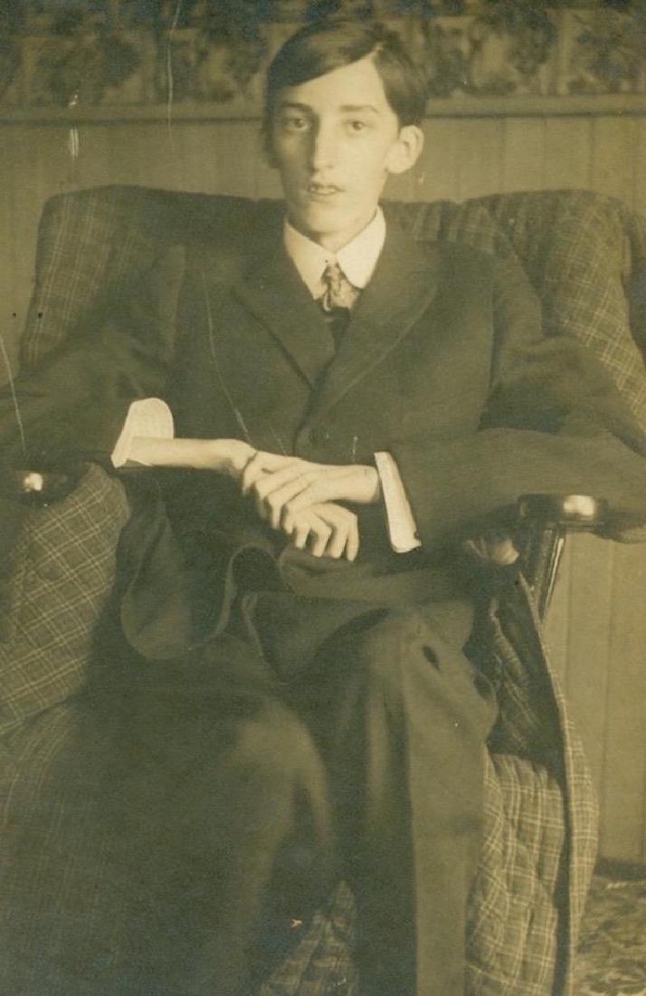 1900 Young Emaciated Man Sick Blanket Covered Chair (1 of 3)