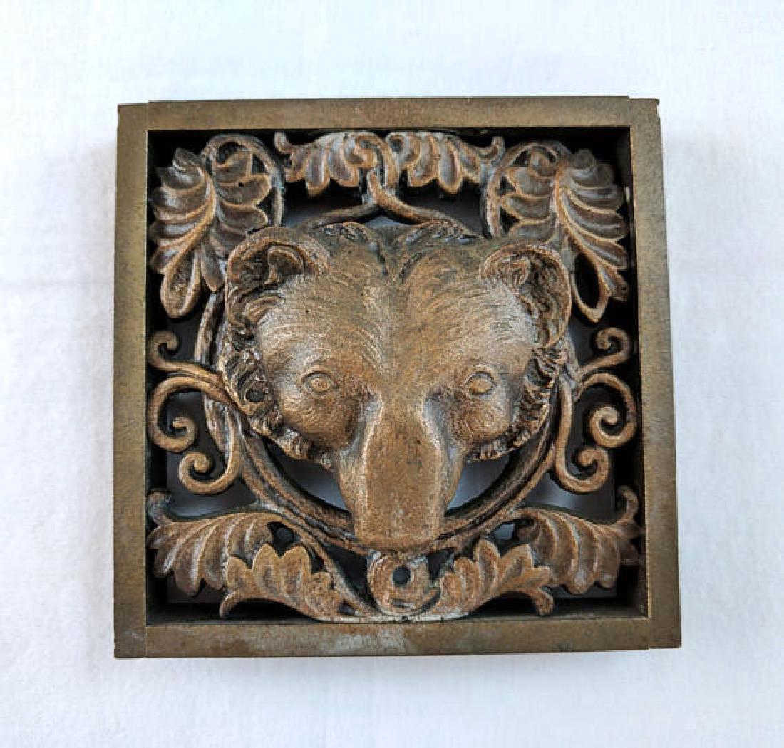 Vintage Arts & Crafts Gilt Bronze Bear Head Plaque (1 of 5)