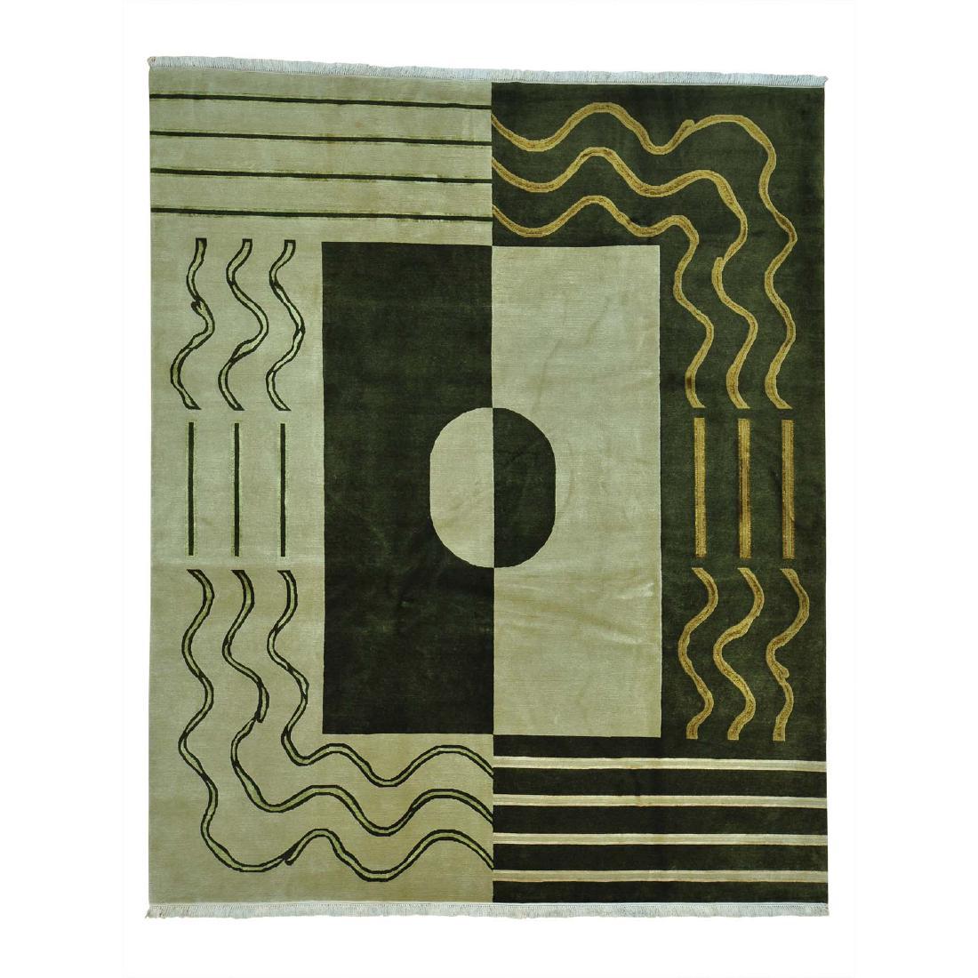 Hand Knotted Wool and Silk Modern Nepali Rug 8.1x9.10 (1 of 5)