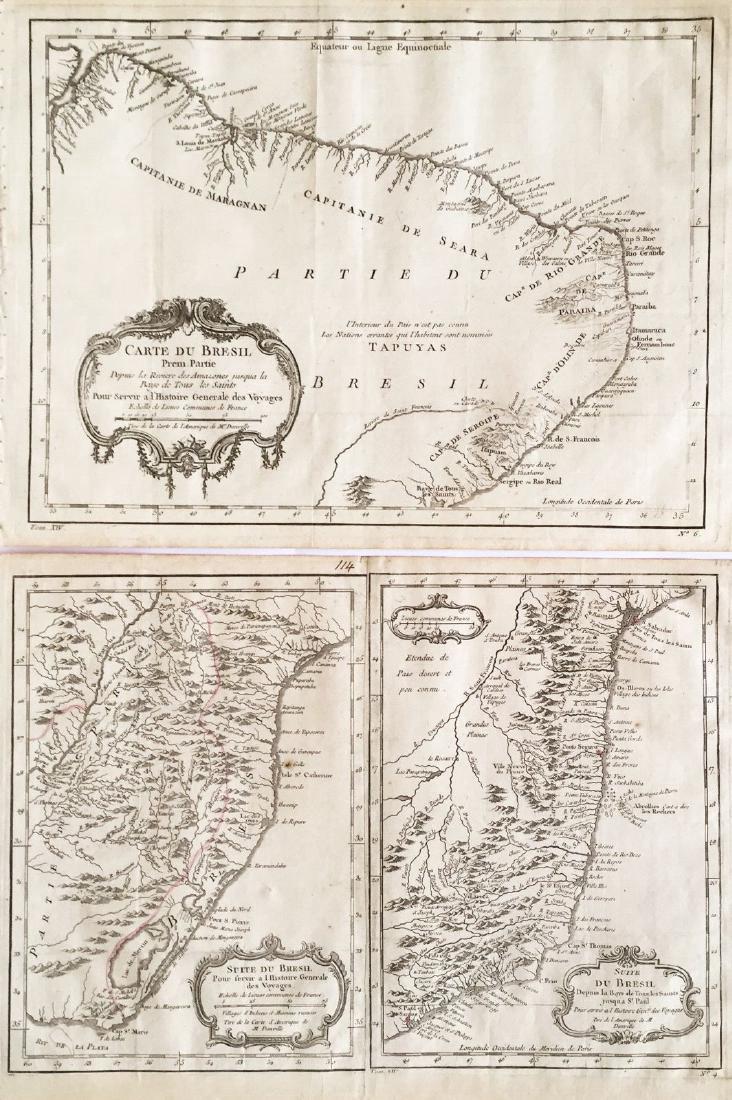 Bellin: Suite of 3 Antique Brazil Maps, 1756 (1 of 1)