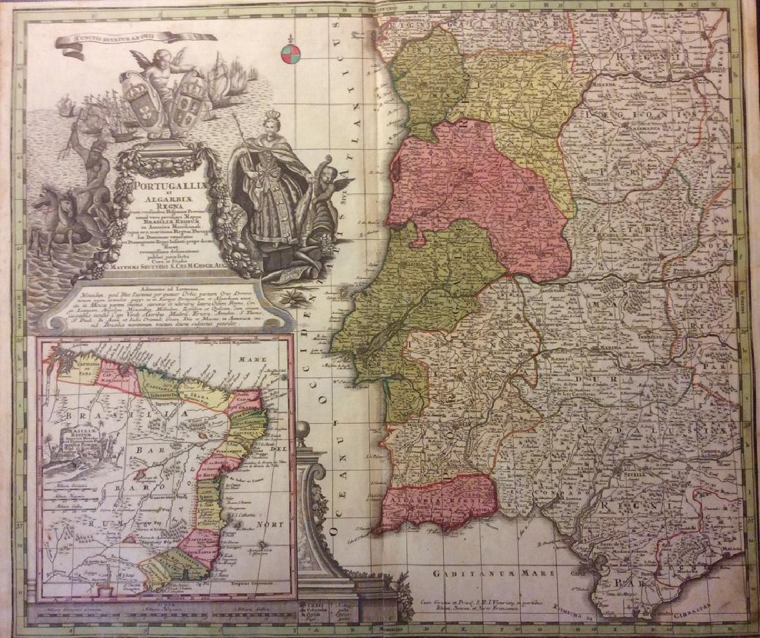 Seutter: Antique Map of Portugal, Brazil Insert, 1740 (1 of 1)