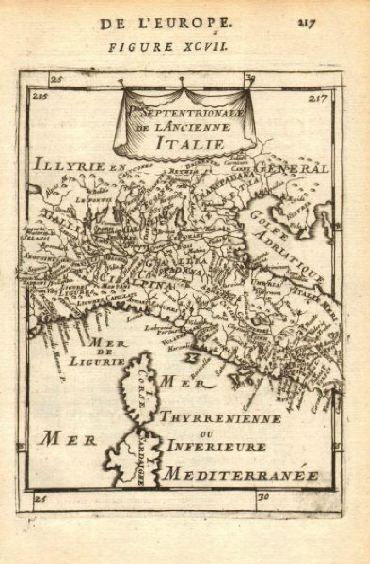 Mallet: Antique Map of Ancient North Italy, 1683 (1 of 2)