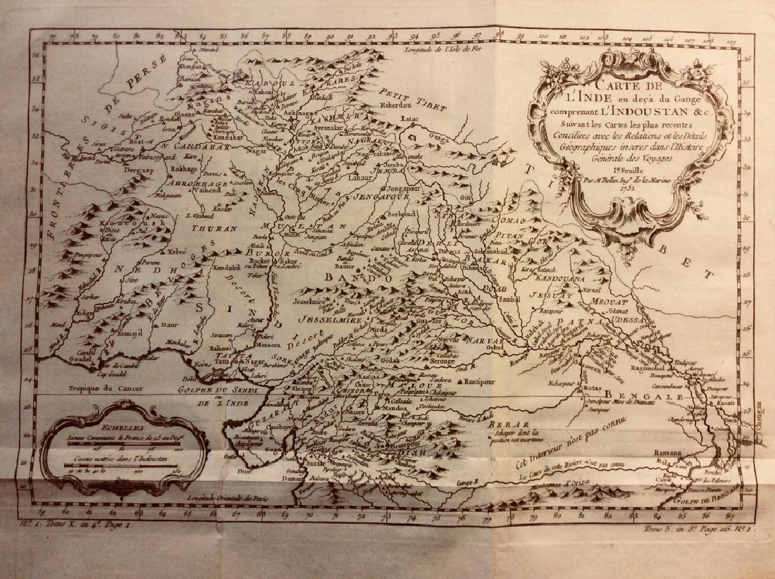 Bellin: Antique Map Northern India Mughal Empire, 1740 (1 of 1)