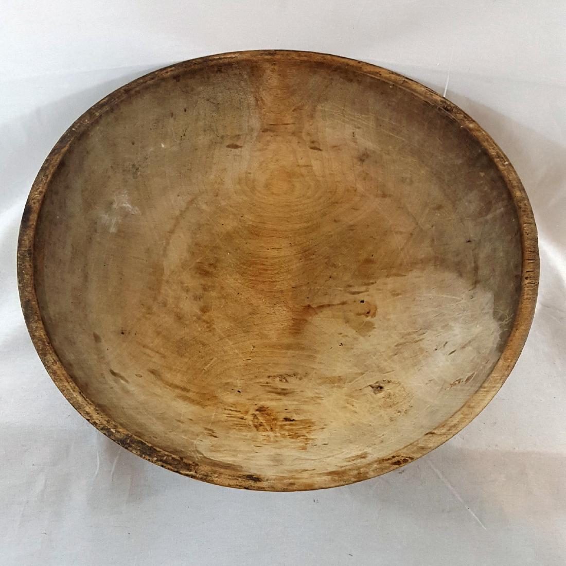 Vermont Turned Birch Butter Bowl Circa 1850: Vermont turned birch butter bowl ca 1850 16 1/8" x 15 3/4" diameter x 4 1/2" high. Please note that this lot has a confidential reserve. When you leave a bid in advance of the auction, submit your max