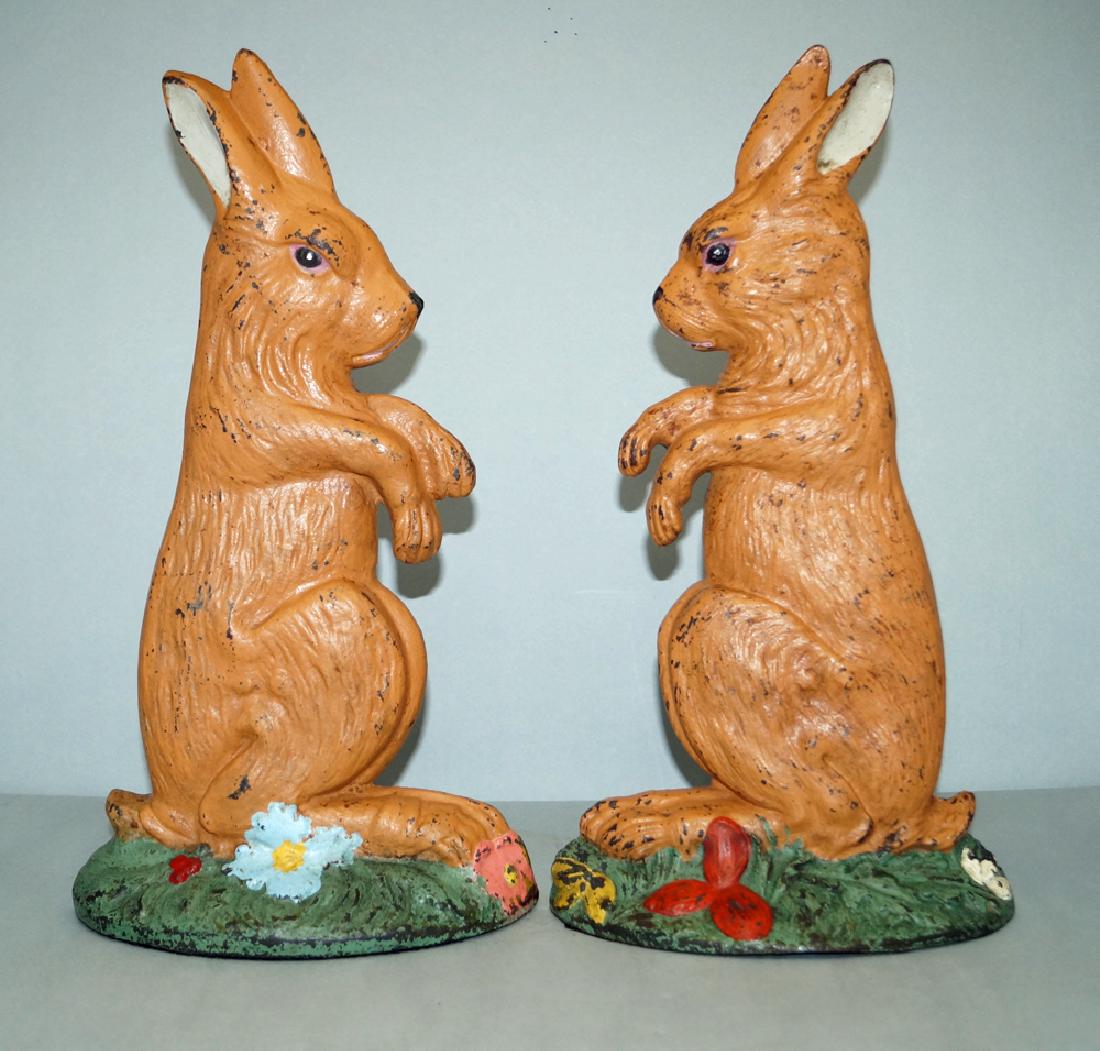 Cast Iron Rabbit Andirons Circa 1920s (1 of 4)