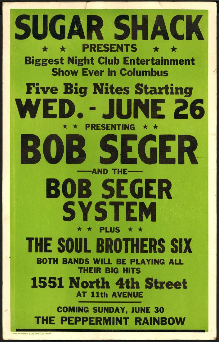 Rare 1968 Bob Seger Sugar Shack Poster