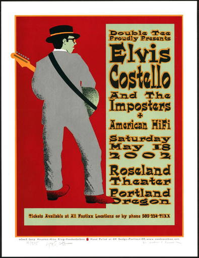 2002 Elvis Costello Portland Poster