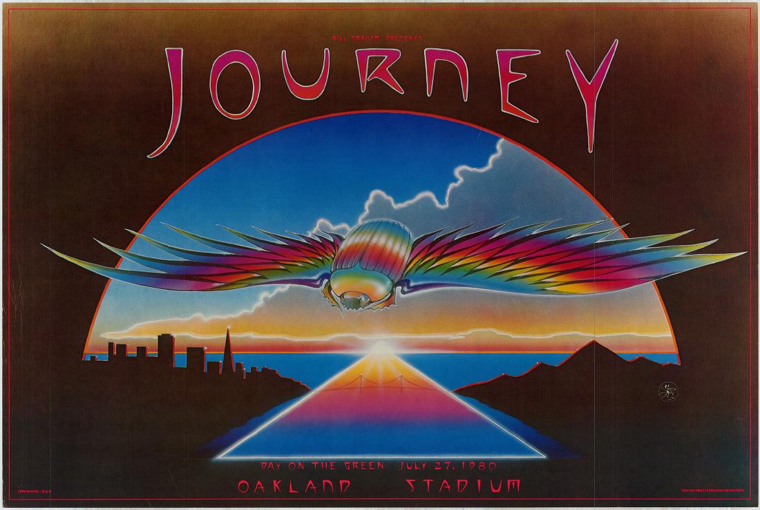 Beautiful 1980 Journey Poster: Artist: Stanley Mouse Title: Beautiful 1980 Journey Poster Printing Date: 1980 Medium: Lithograph Size/Format: 29 ¾" x 19 ¾" Publisher: Bill Graham This beautiful poster was created by Stanley Mouse