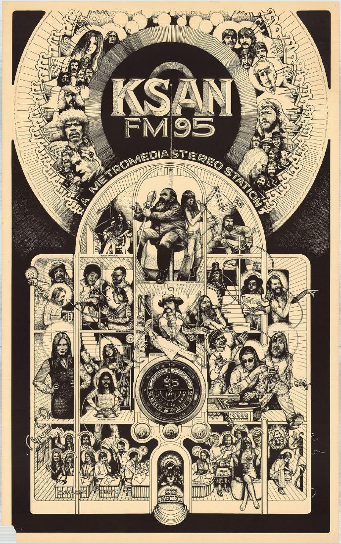 Scarce KSAN Radio Promo Poster by Norman Orr: Artist: Norman Orr Title: Scarce KSAN Radio Promo Poster by Norman Orr Printing Date: 1969 Medium: Lithograph Size/Format: 18" x 29" This scarce promotional poster for radio station KSAN was designed 