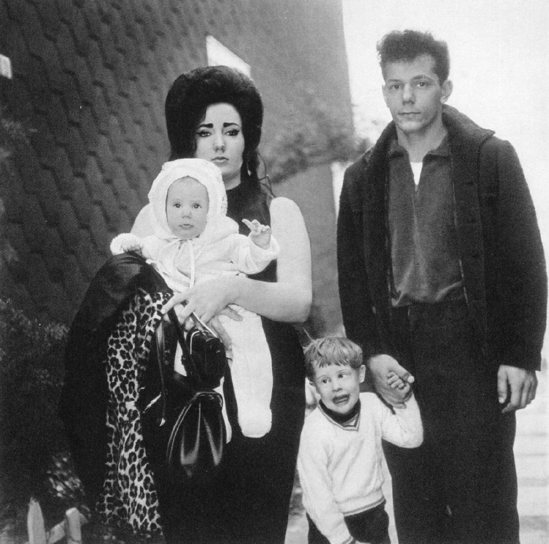 DIANE ARBUS - Family in Brooklyn 1966: Artist: DIANE ARBUS Print Title: Family in Brooklyn 1966 Medium: Sheet-fed Gravure Printing Date: 1972 Printed in Switzerland Image Size: 7.5 x 7.5 inches Diane Arbus was an American photographer ofte