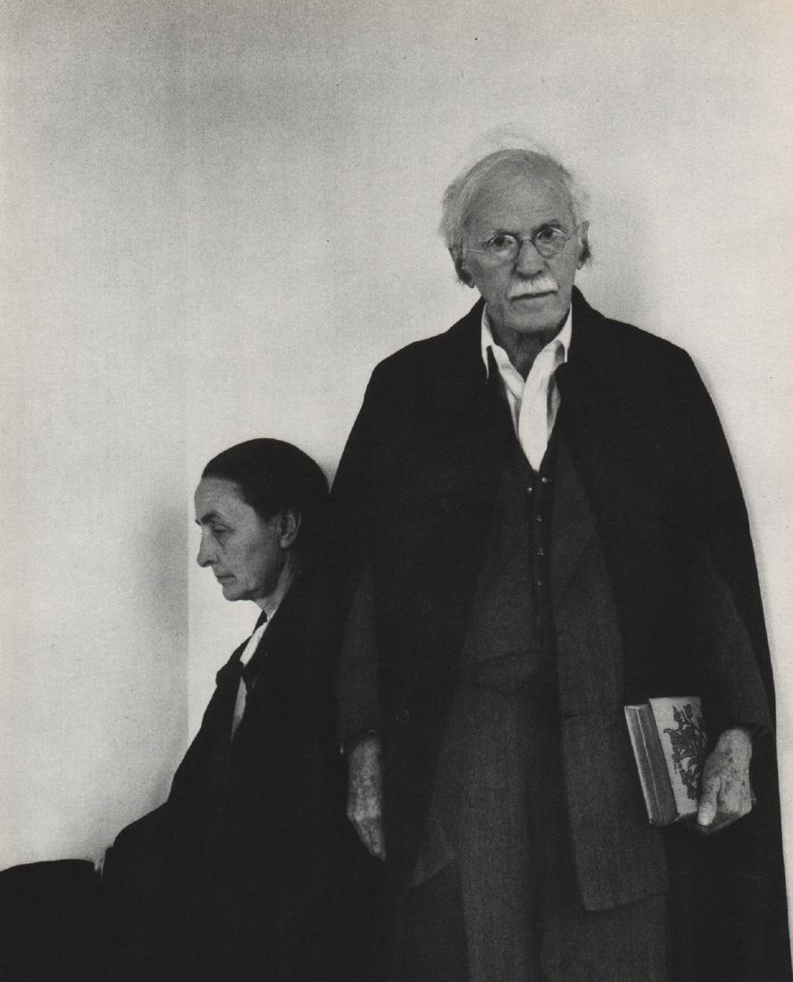 ARNOLD NEWMAN - Alfred Stieglitz & Georgia O'Keeffe: Artist: ARNOLD NEWMAN Print Title: Alfred Stieglitz & Georgia O'Keeffe Medium: Sheet-fed Gravure Printing Date: 1960 Printed in West Germany Image Size: 9 x 10 inches Arnold A. Newman(1918-2006), was