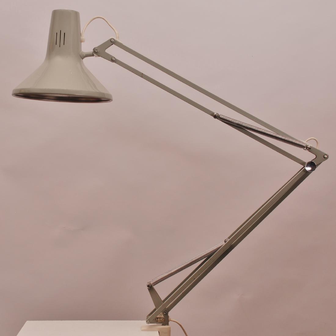 Jacob Jacobsen for Luxo - Architect Desk Lamp: Item: Jacob Jacobsen for Luxo - Architect desk lamp Maker: Luxo Origin: Sweden Date/Period: 1980's Materials: steel Size (inches): Underarm 19,68, upperarm 19,68. Lampshade 8,27 x 7,87 The famous arch