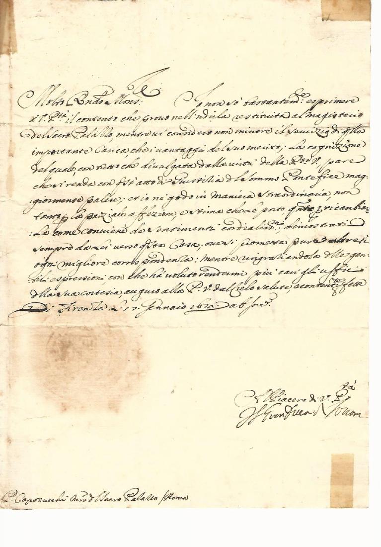 1678 Manuscript Letter Seal of Cosimo III de Medici (1 of 2)