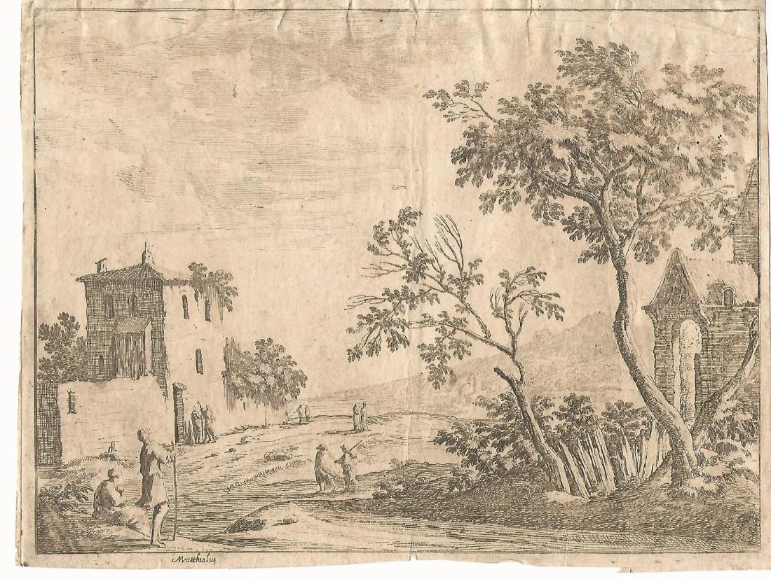 17th C Engraving Landscape of Matthiolus (1 of 2)