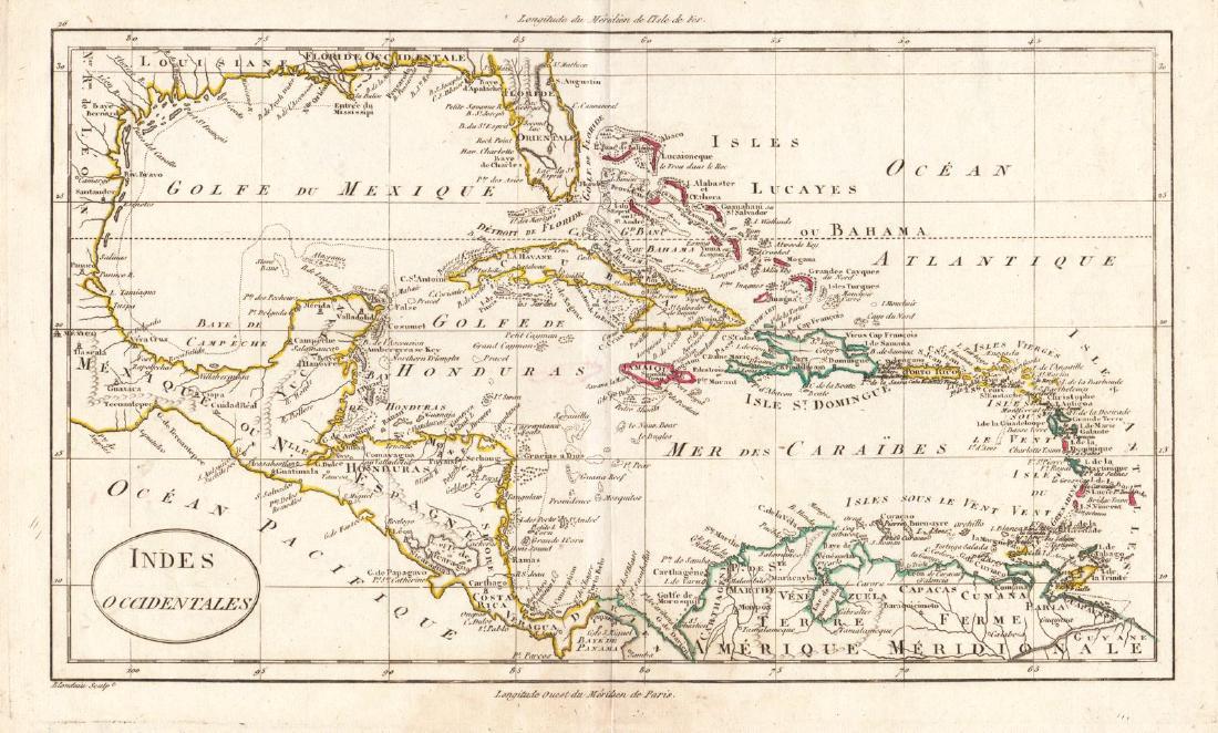 Blondeau: Antique Map West Indies, Gulf of Mexico, 1790 (1 of 1)