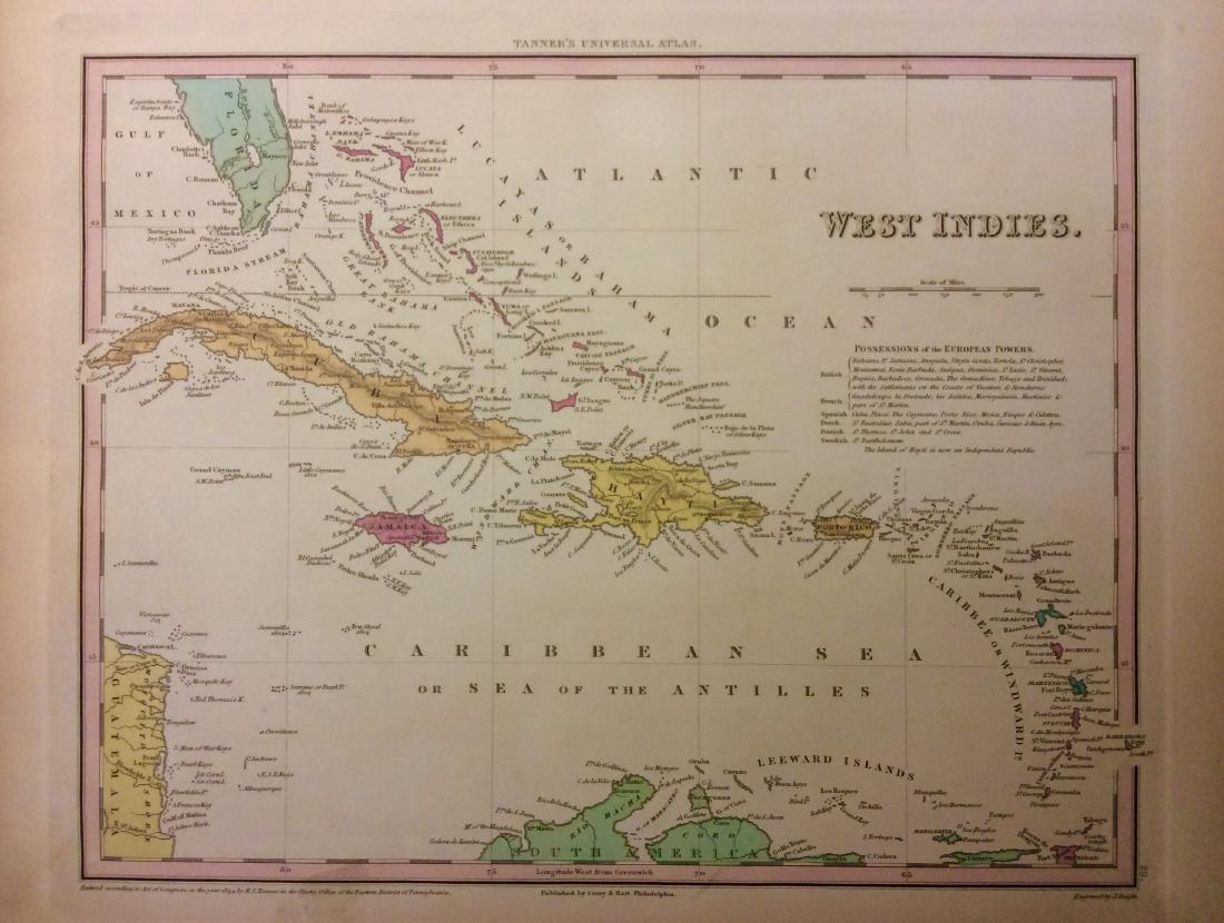 Tanner: Antique Map of West Indies, 1843 (1 of 1)