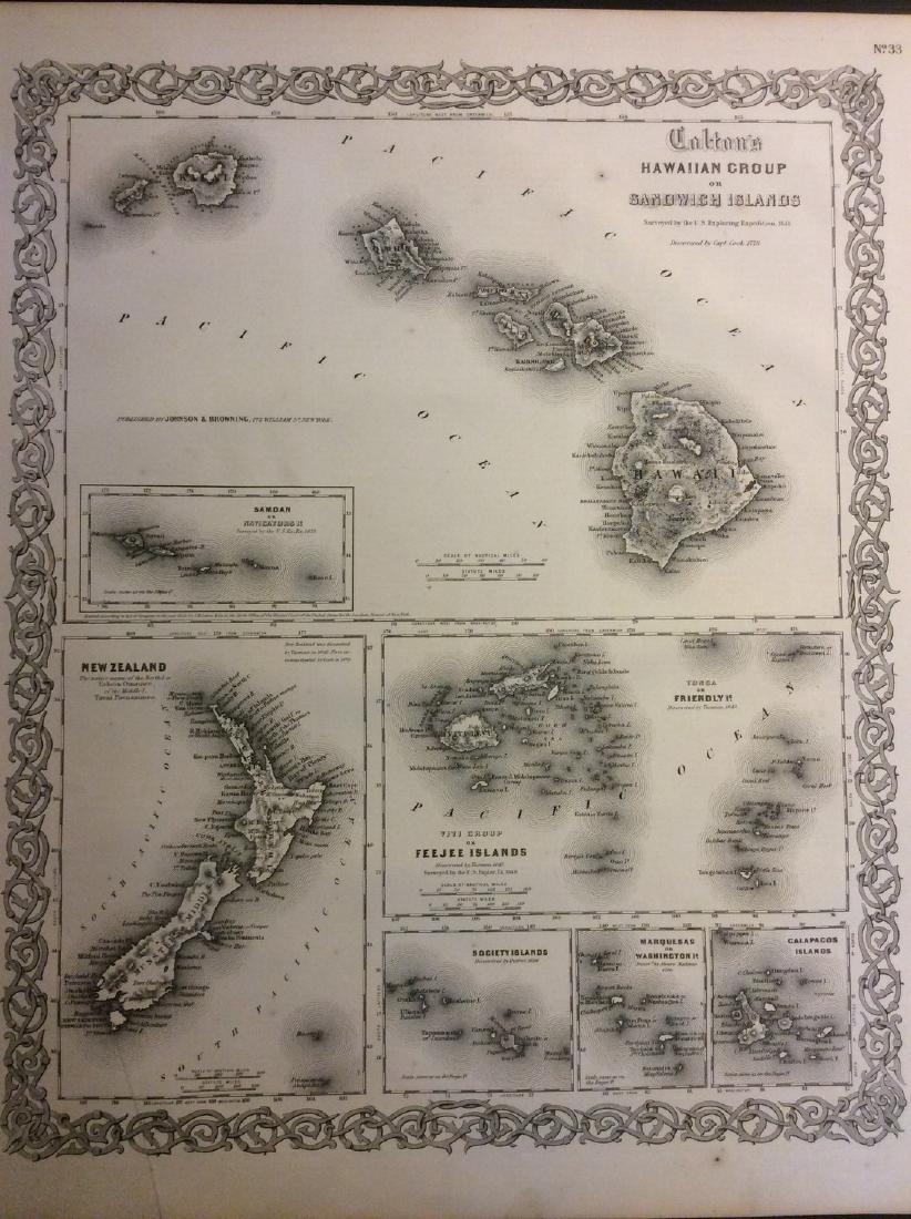 Colton: Antique Map of Hawaii, New Zealand, 1859 (1 of 1)