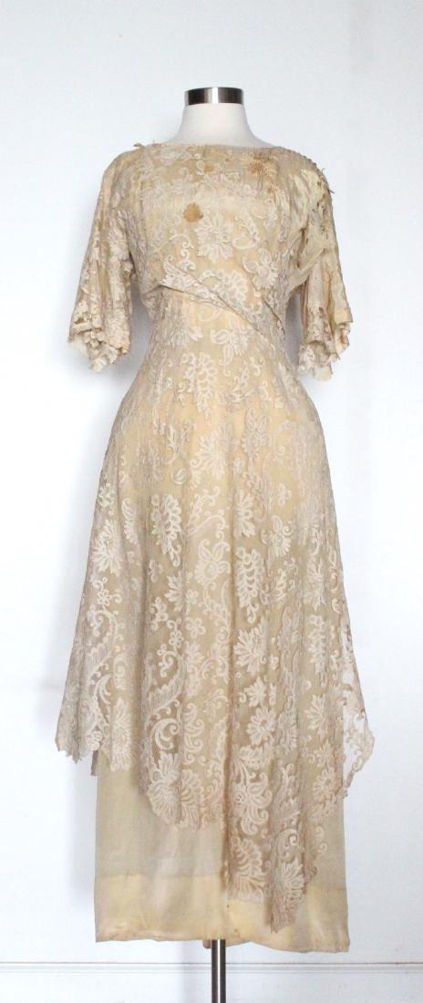 Early 1900’s Ivory Lace & Silk Afternoon Lawn Dress (1 of 5)