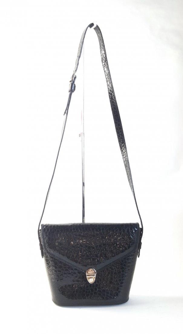 Bally Black Croc Embossed Patent Leather Bag (1 of 5)