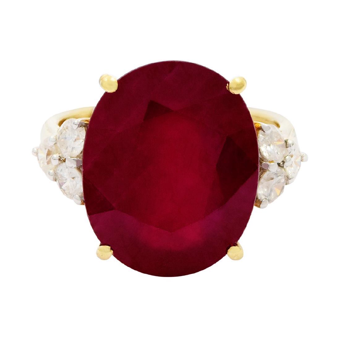 14K Yellow Gold 15.11ct Ruby 0.68ctw Diamond Ring (1 of 4)
