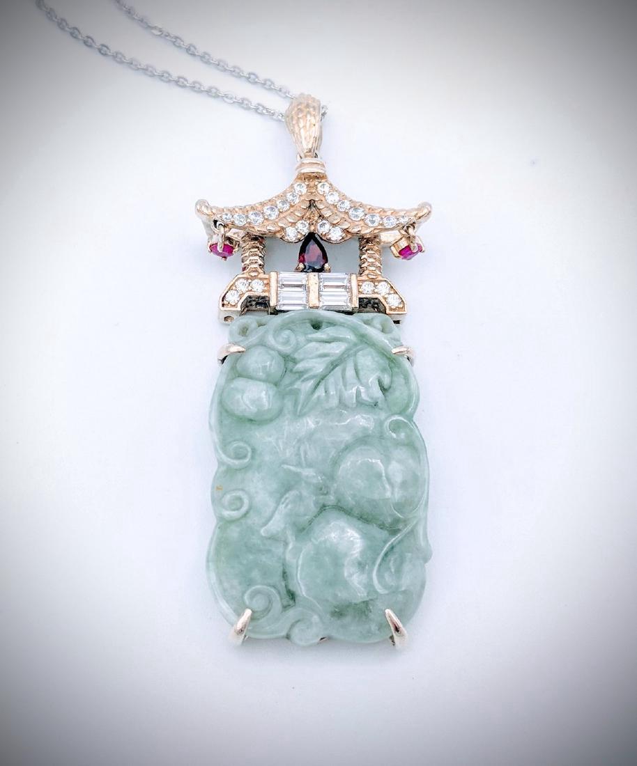 Sterling Silver Jade Garnet Ruby Imperial Necklace (1 of 3)