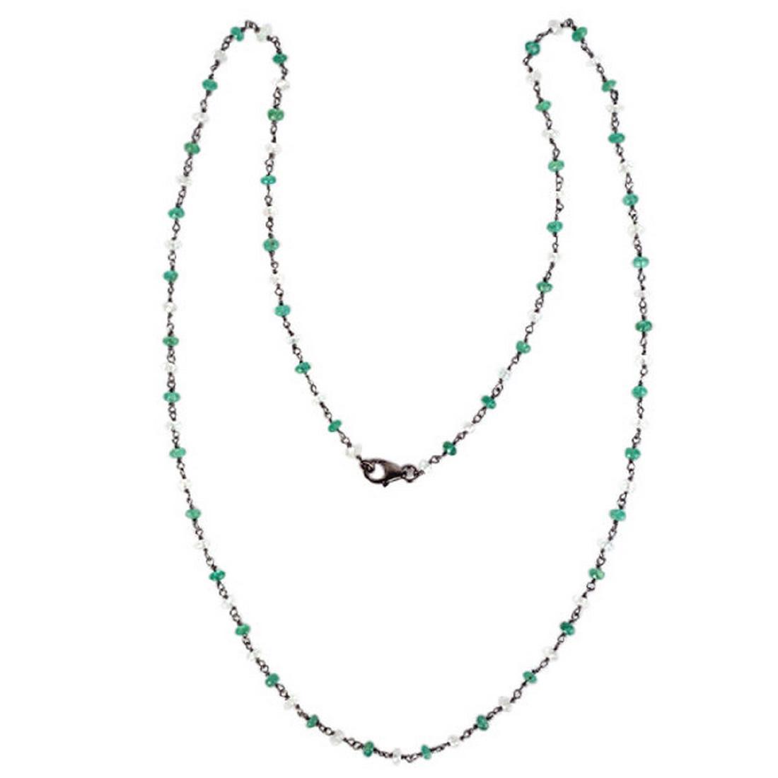 925 Silver 10.75ct Emerald 8.8ct Aqumarine Necklace (1 of 3)