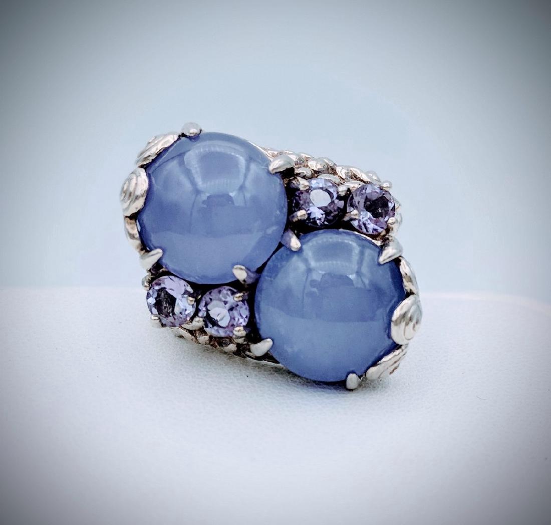 Sterling Silver Violet Jade Amethyst Imperial Ring (1 of 3)