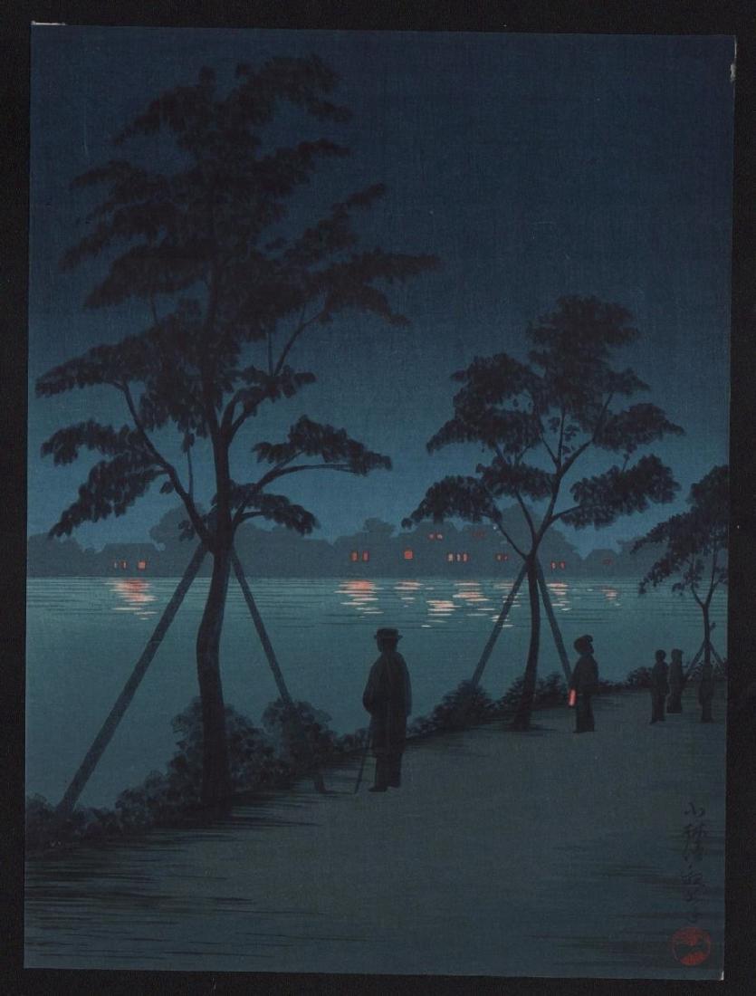 Kobayashi Kiyochika Woodblock Evening Stroll, Riverside (1 of 1)