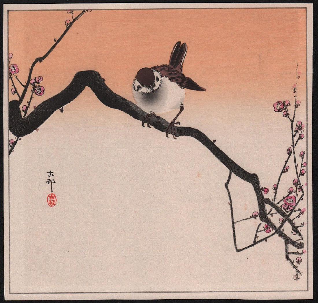 Ohara Koson Woodblock Sparrow on Flowering Branch (1 of 1)