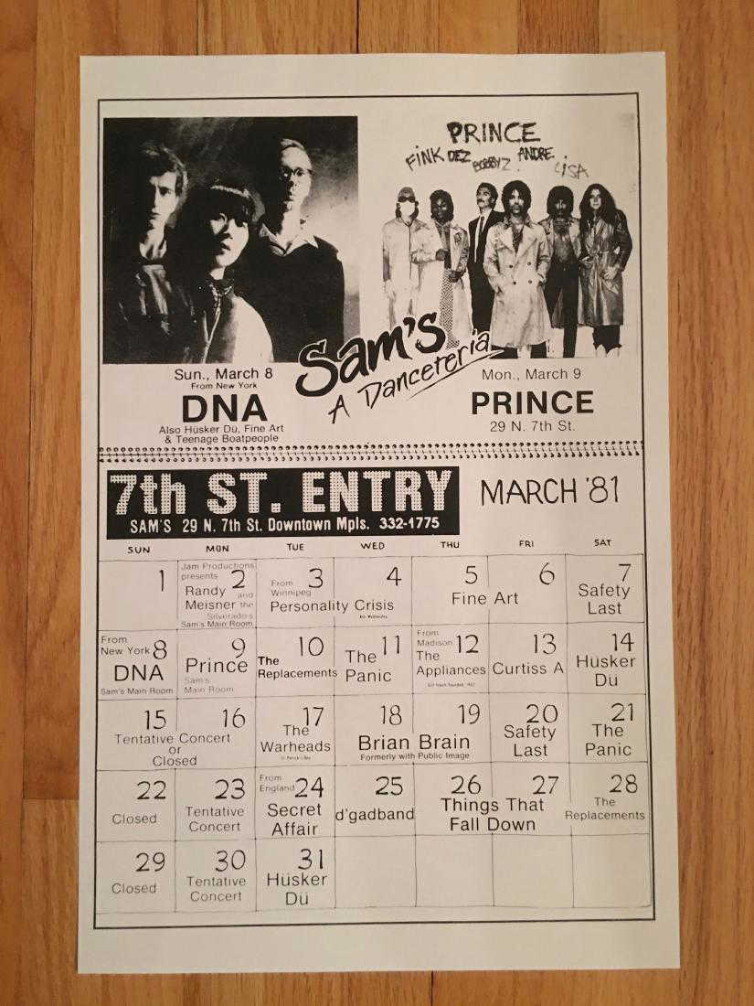 RARE ! PRINCE IN CONCERT FIRST AVE CALENDAR FLYER