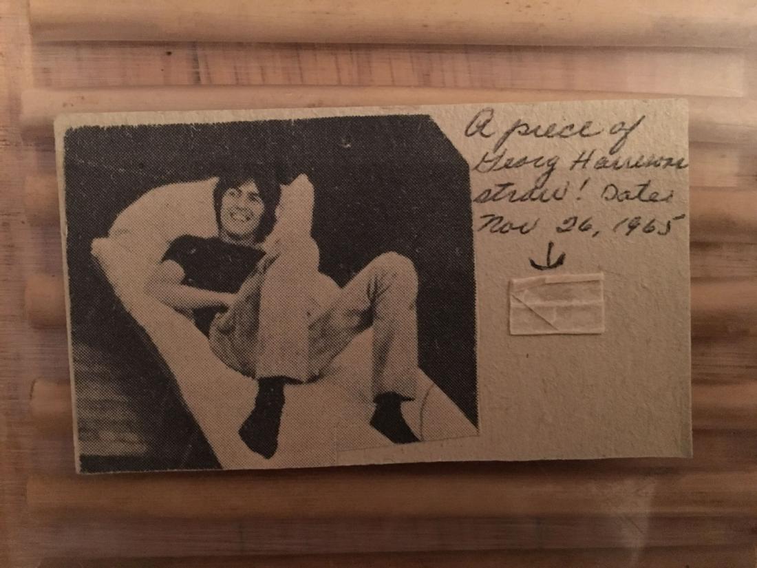 REAL HISTORY - A piece of straw used by George Harrison: REAL HISTORY - A piece of a sipping straw used by George Harrison. On Tuesday 26th October 1965. The Beatles received their MBE medals from Queen Elizabeth II, at Buckingham Palace. The three most wel