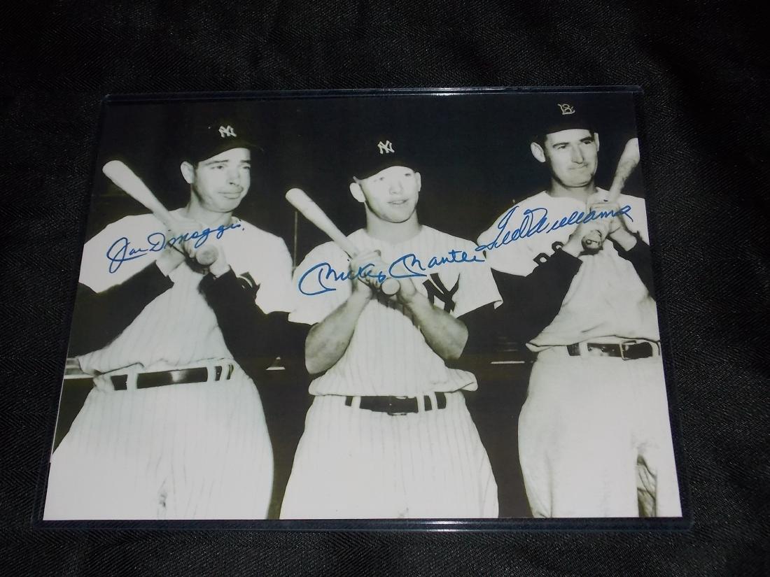 Mickey Mantle Ted Williams Joe DiMaggio Autograph Photo (1 of 1)