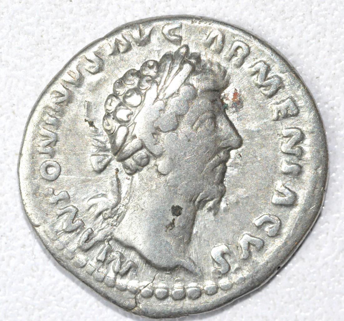 Roman Denarius of Marcus Aurelius, rv. Pietas (1 of 2)