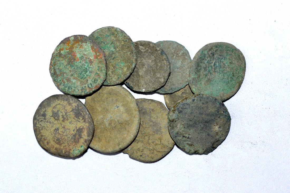 Lot of 10 Large Ancient Roman Coins for Cleaning (1 of 2)