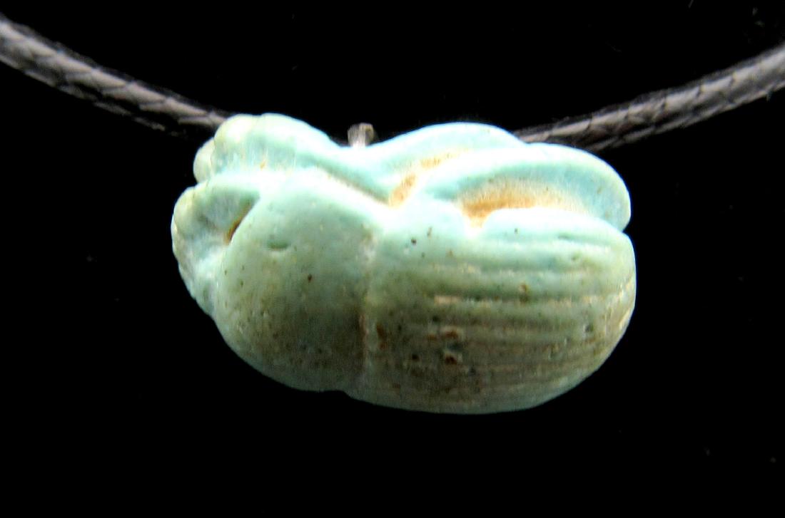 Ancient Egyptian Scarab Faience Pendant (1 of 3)