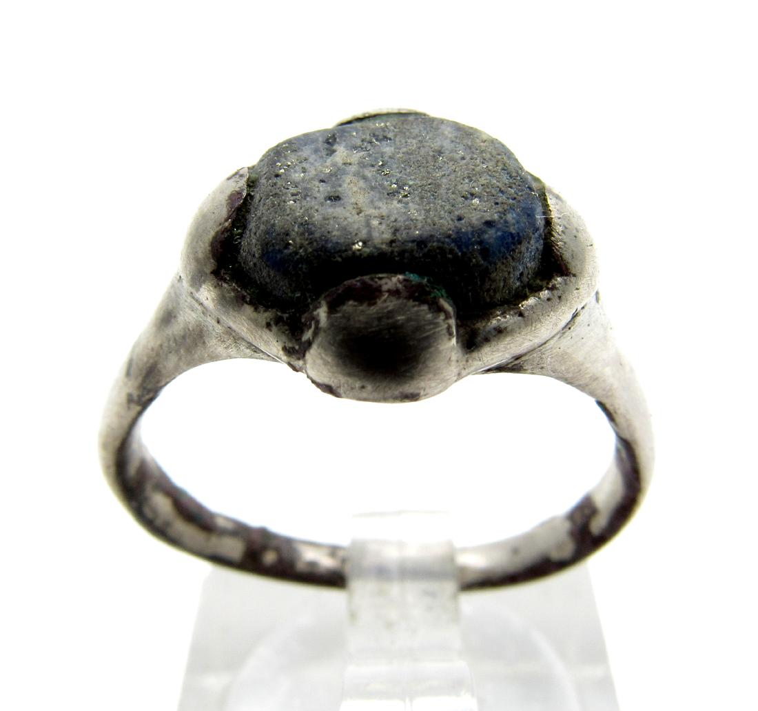 Medieval Viking Silver Ring with a Blue Stone (1 of 3)