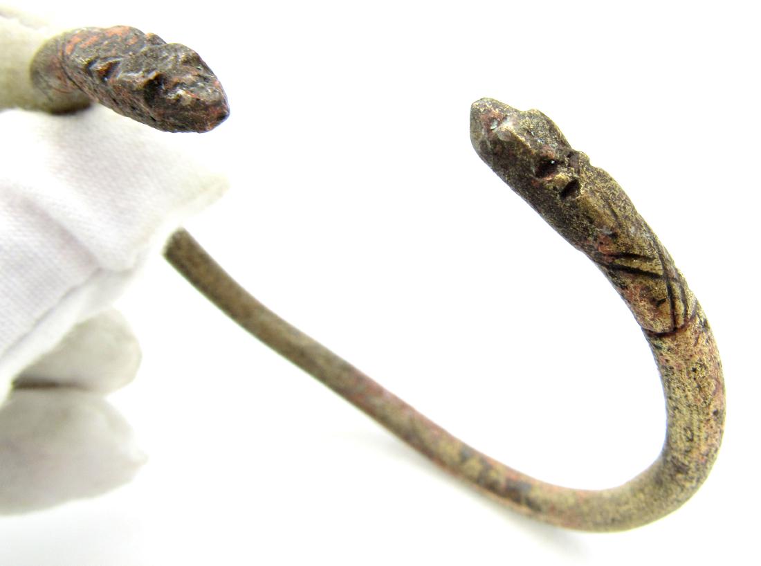 Medieval Viking Bronze Bracelet with Snake Terminals (1 of 3)