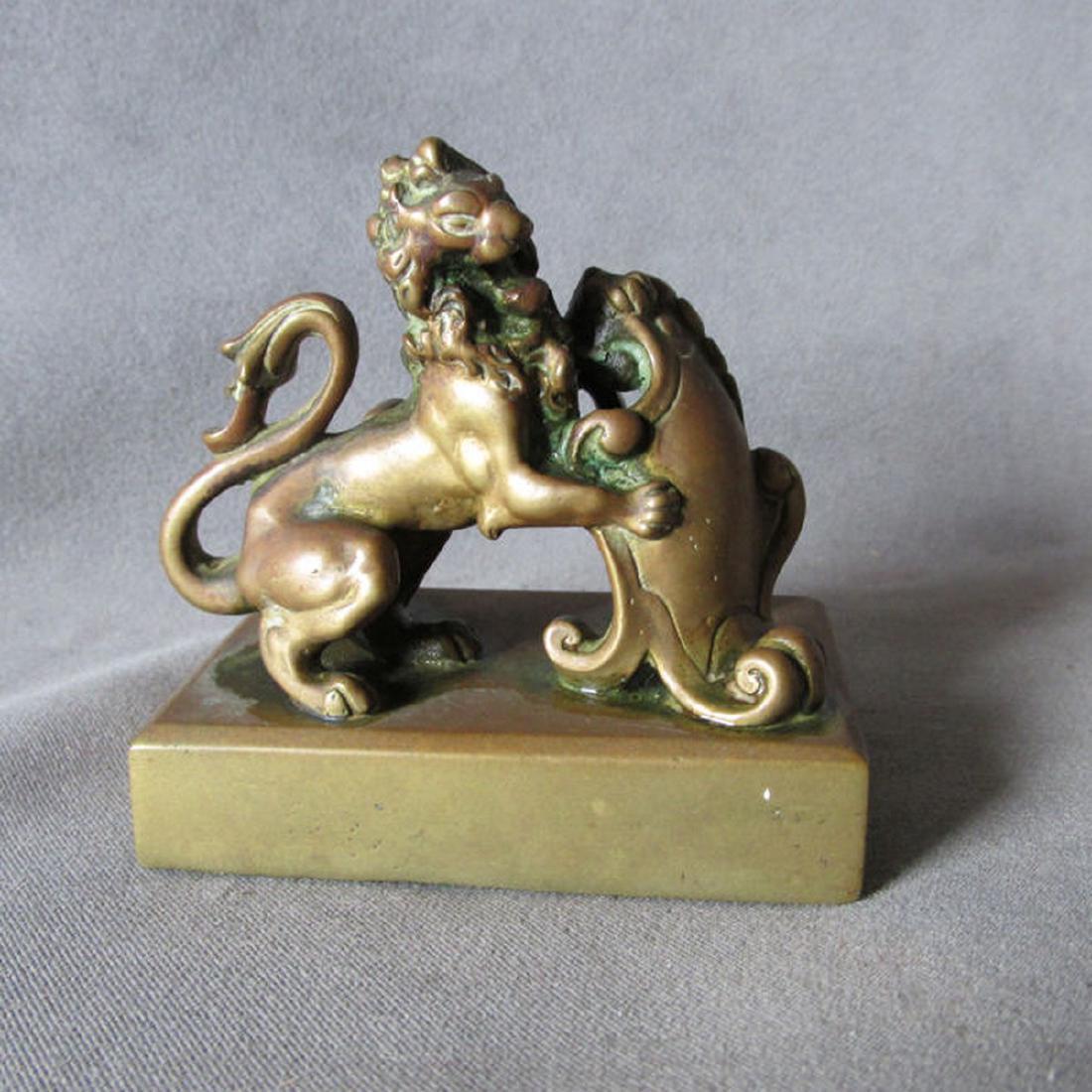 Antique Bronze Lion Paperweight Miniature Sculpture (1 of 2)