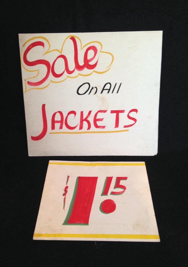 2 Hand Painted Department Store Signs 1940s (1 of 3)