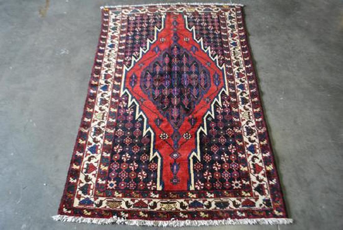 Hand Made Semi-antique Persian Mazlaghan Rug 3.10x6.2 (1 of 8)