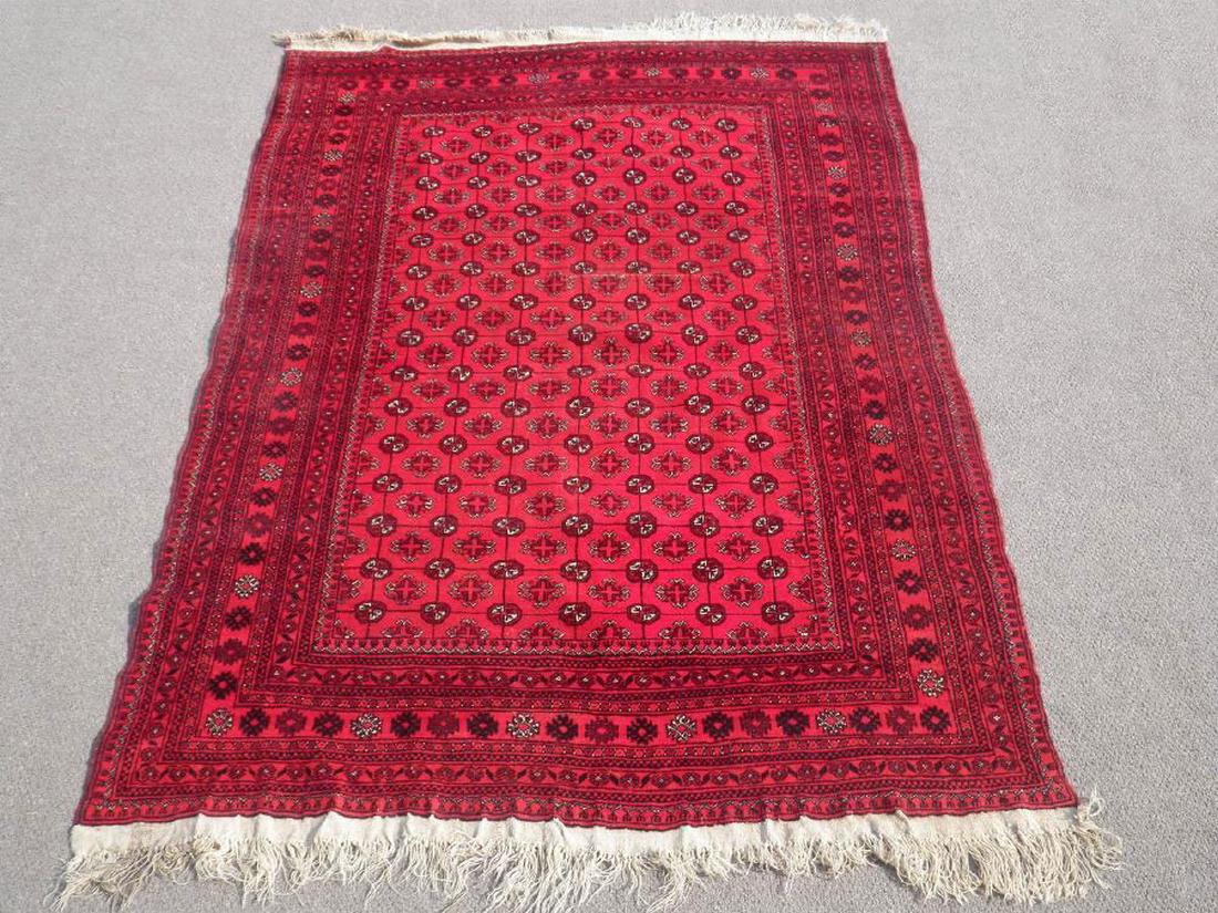Hand Knotted Semi Antique Afghan Turkmen Rug 6.4x9.4 (1 of 8)